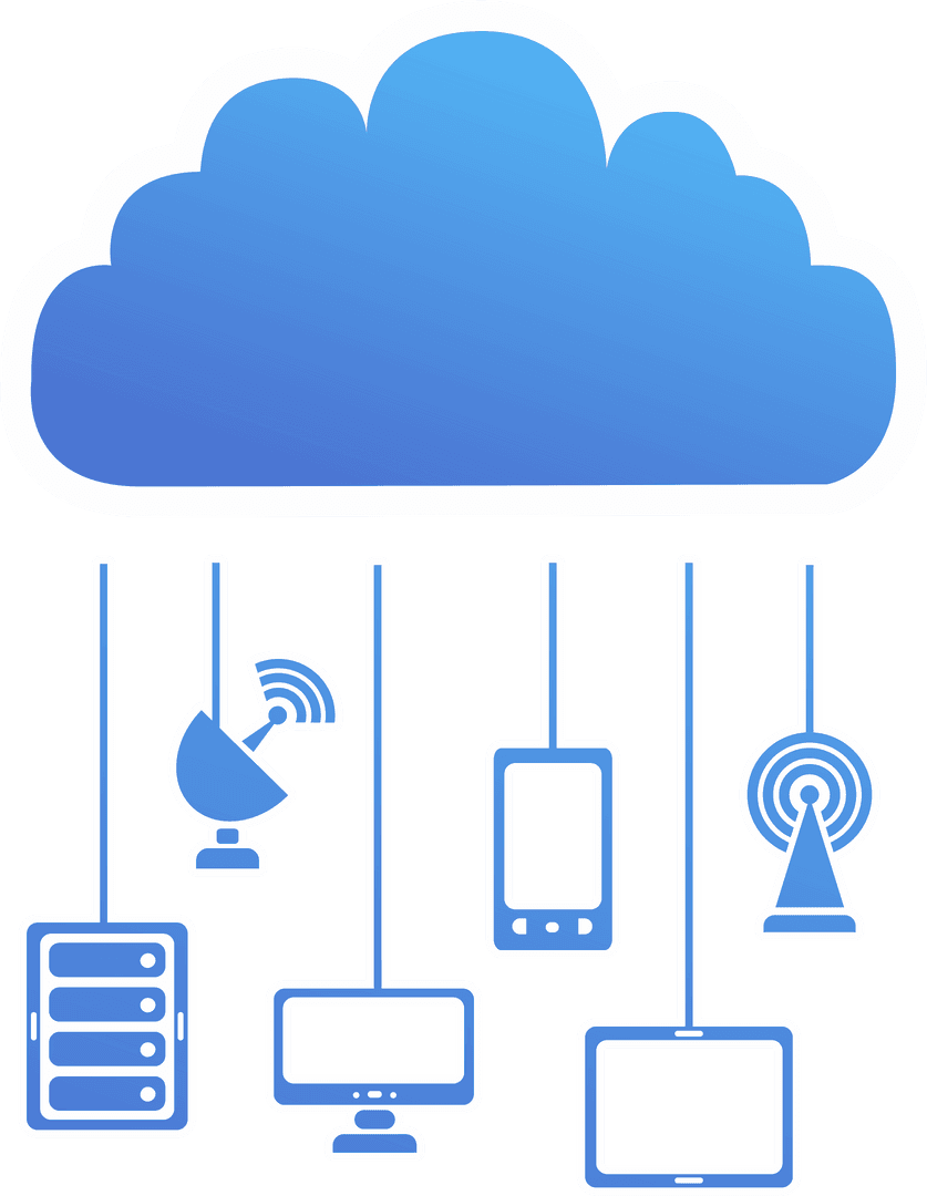 Transparent Cloud Computing Network Vector Illustration