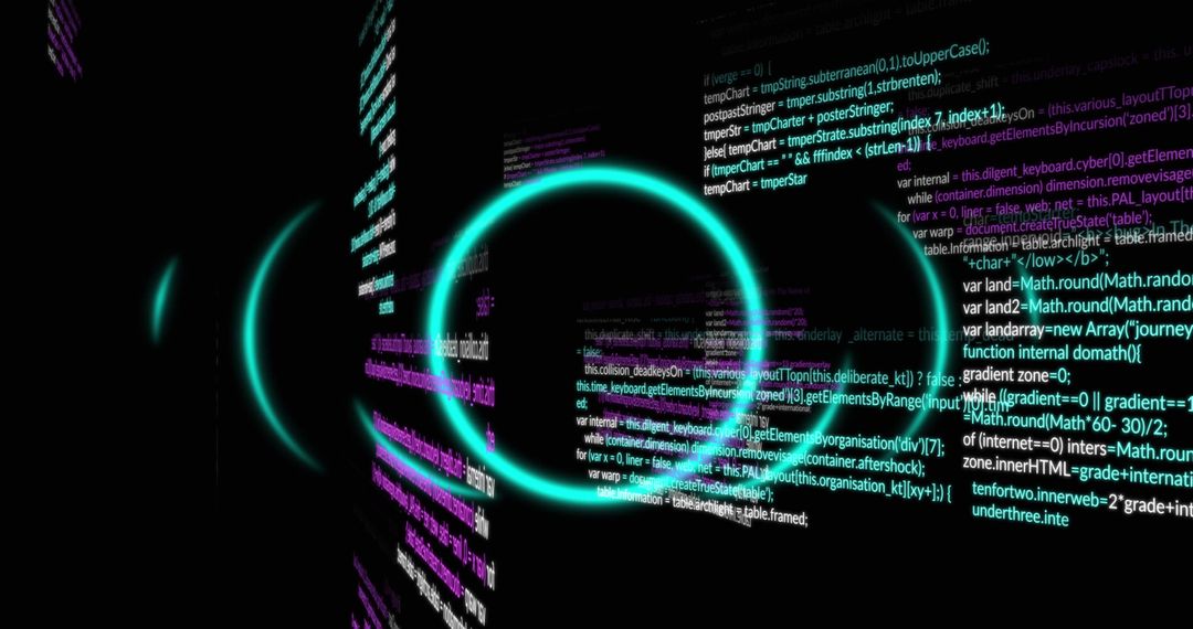 Digital Scope Analyzing Data on Dark Interactive Background