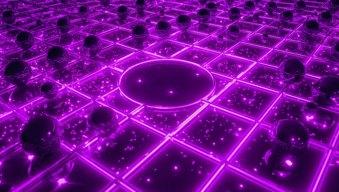 Futuristic Neon Grid with Glowing Central Disc