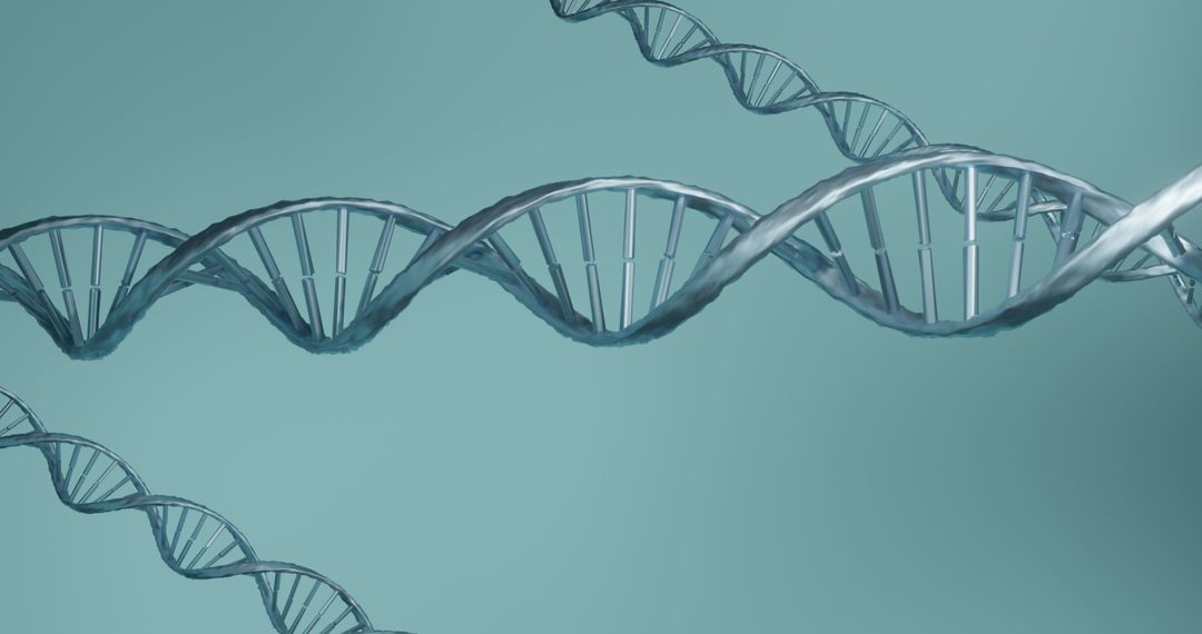 Digital Clock Overlay with Spinning DNA Strands on Blue Background