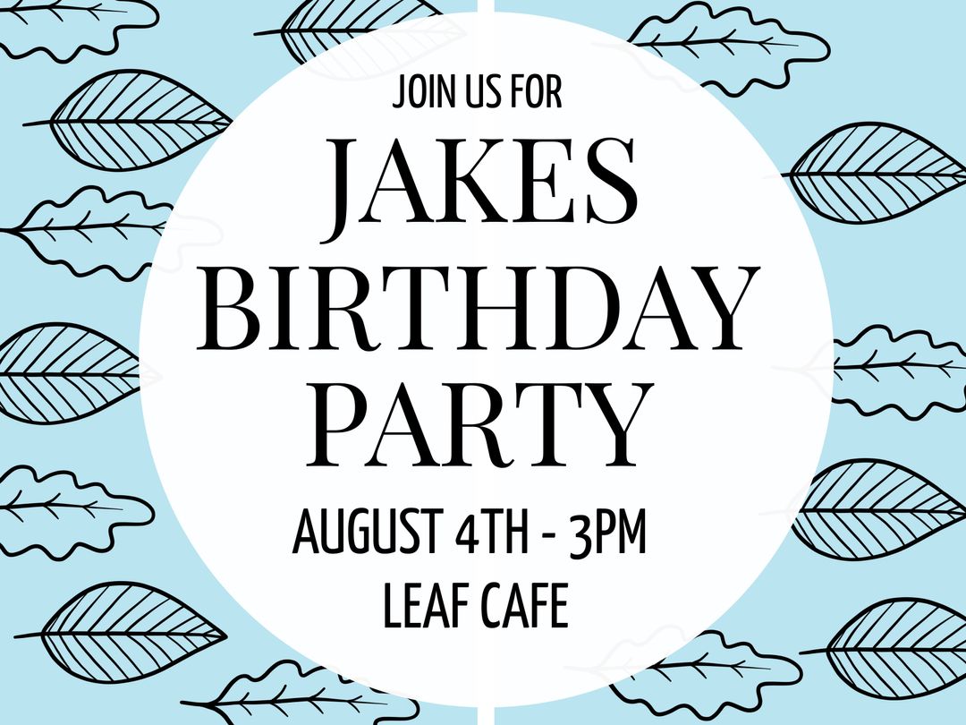 Colorful Leaf Pattern Birthday Party Invitation Template