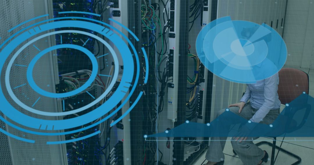 Female Engineer Monitoring Data Processing in Server Room