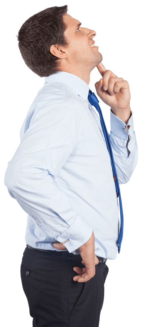 Transparent Image of Businessman Thinking and Touching Chin