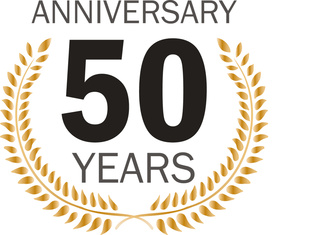 Transparent 50 Years Anniversary Laurel Wreath Design