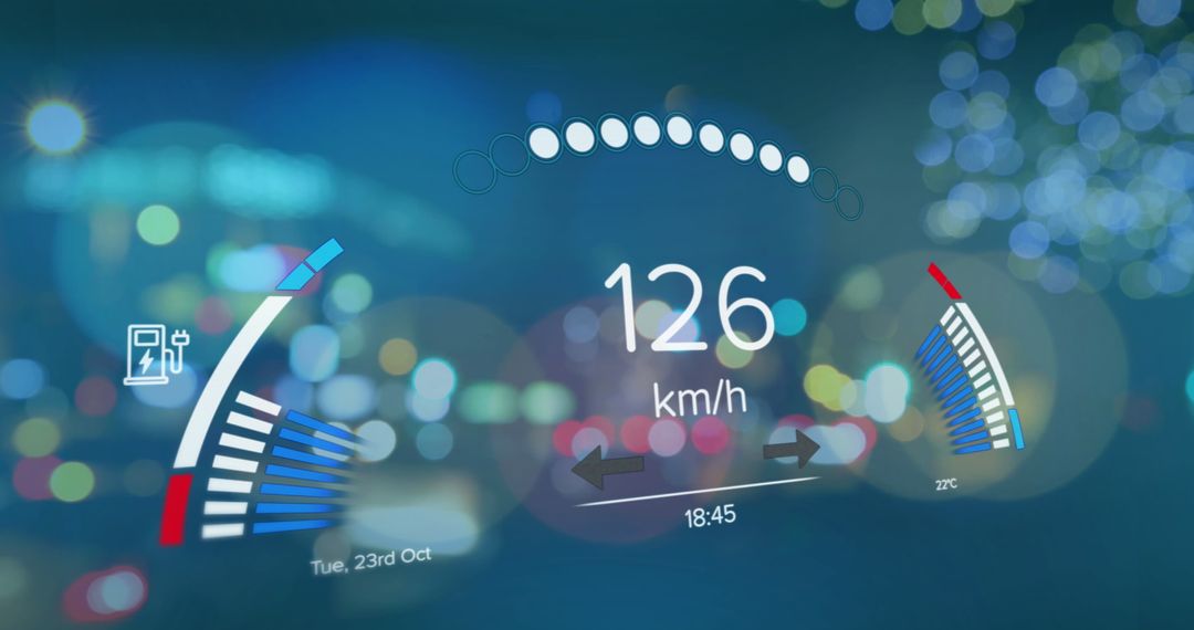 Futuristic Digital Car Dashboard with Speedpid likeometer