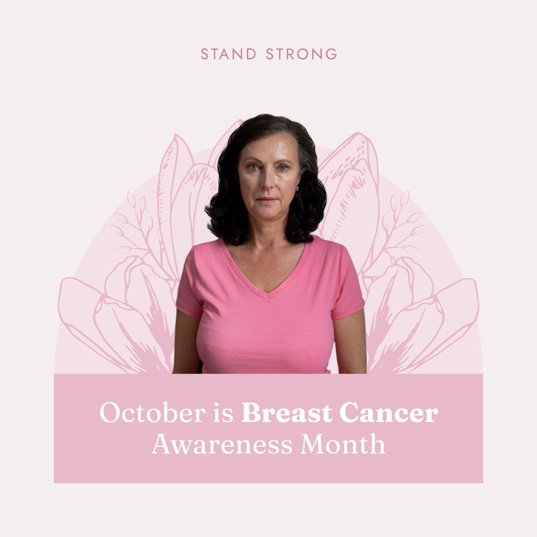 Breast Cancer Awareness Month Poster with Woman in Pink - Download Free Stock Templates Pikwizard.com