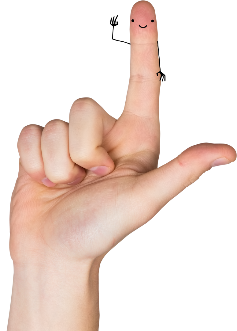 Human Hand Holding Gesture with Drawn Face on Finger Transparent - Download Free Stock Images Pikwizard.com