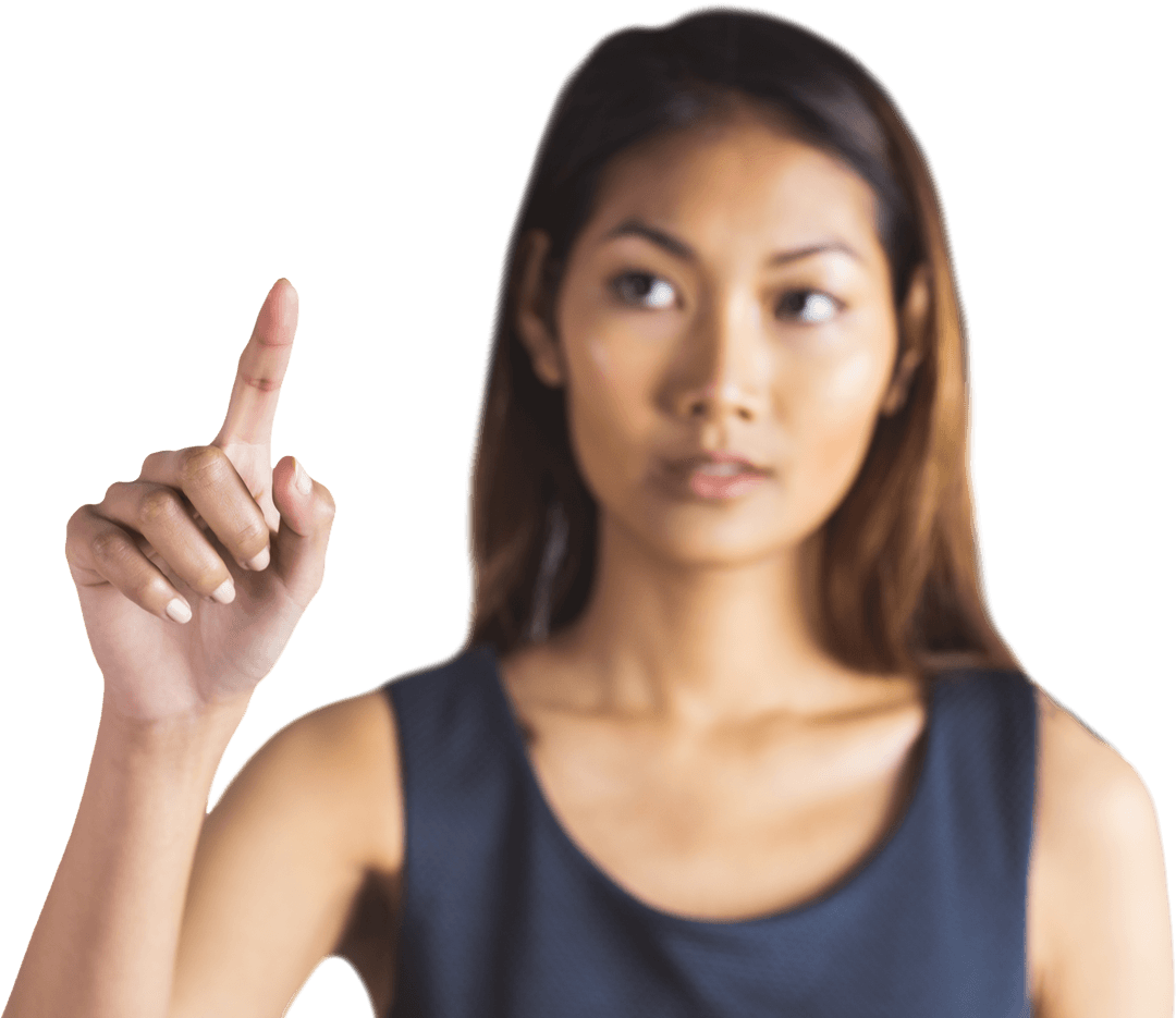 Business Woman Pointing on Transparent Background