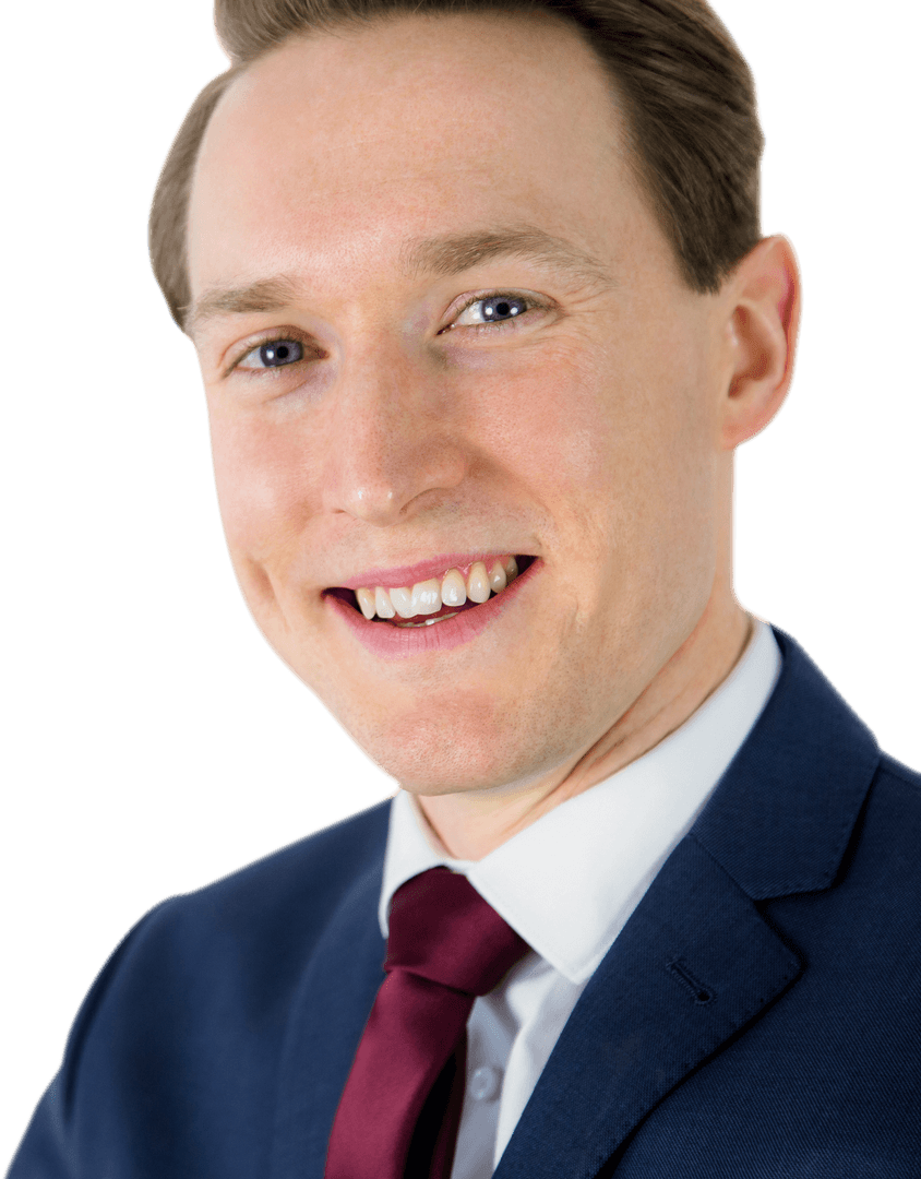 Transparent Business Portrait of Smiling Professional in Suit