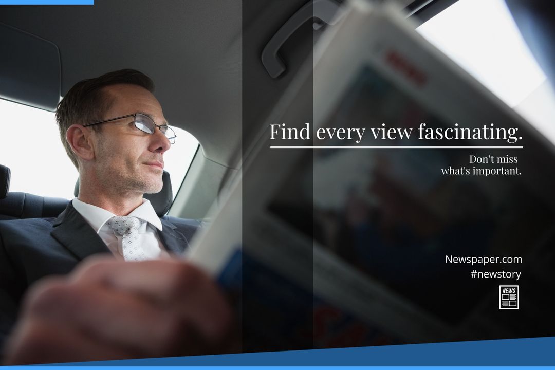 Businessman Reading Tablet in Car Promoting Informed News Consumption