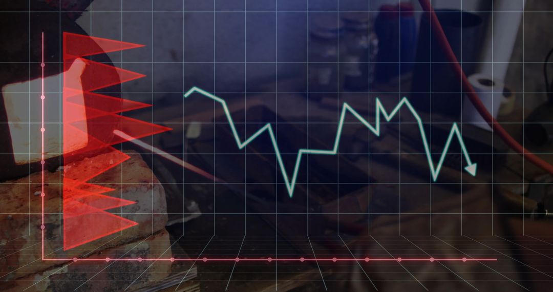 Industrial Background with Red Bar and Green Line Graph
