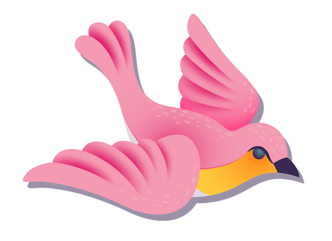 Pink Bird Vector Illustration with Transparent Background