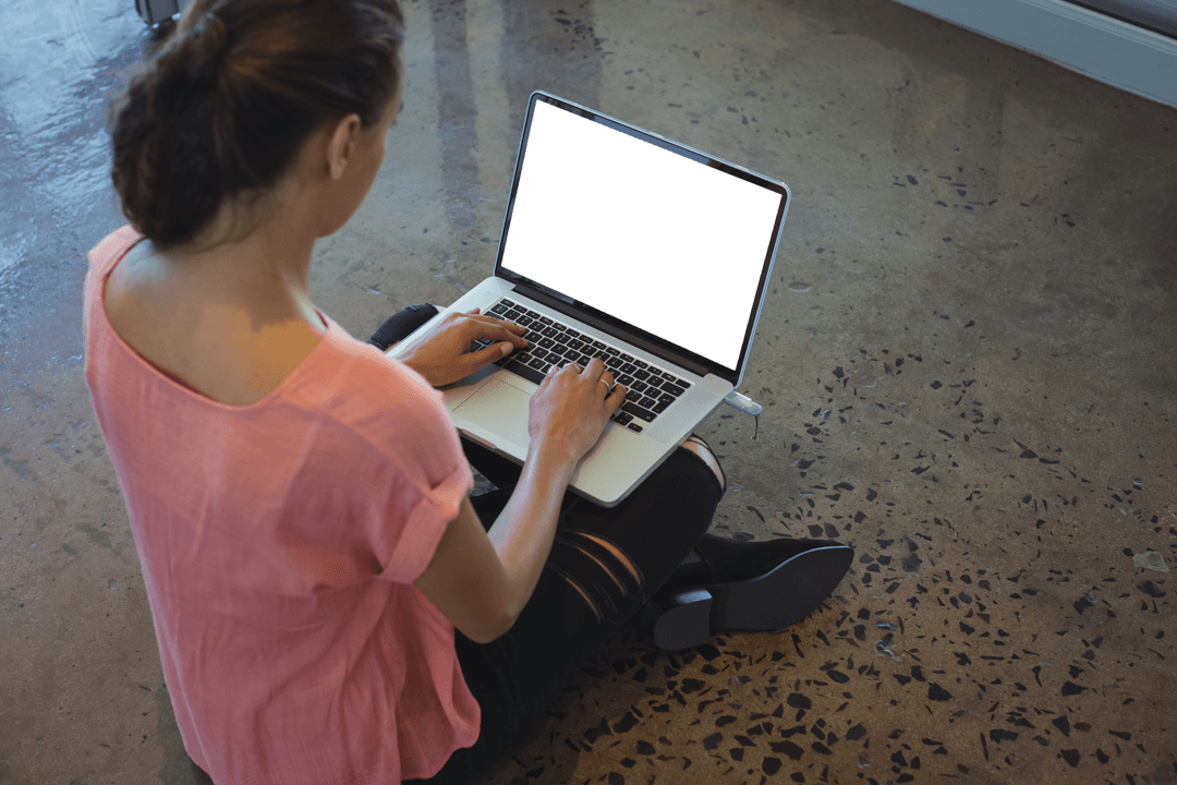 Transparent Settings with Woman Working on Laptop