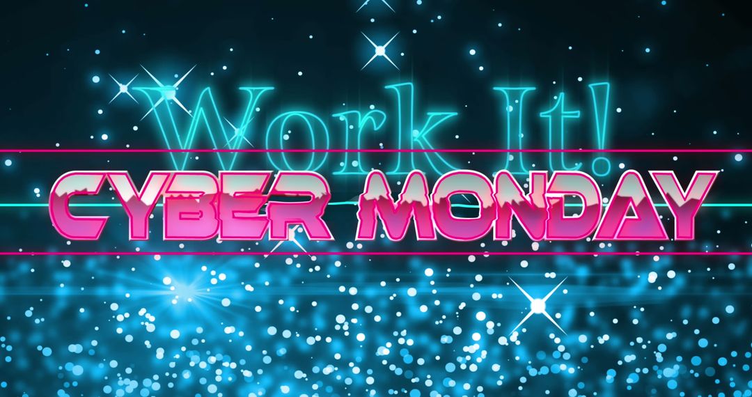 Cyber Monday Neon Typography with Sparkling Effects