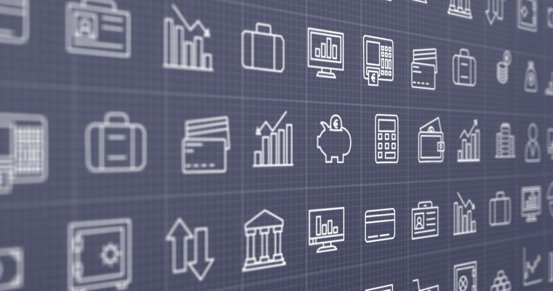 Digital Business and Finance Icons on Grey Background - Free Images, Stock Photos and Pictures on Pikwizard.com