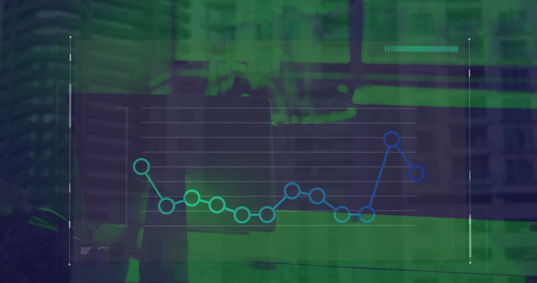 Market Analysis with Digital Graph Overlay in Modern Office Setting