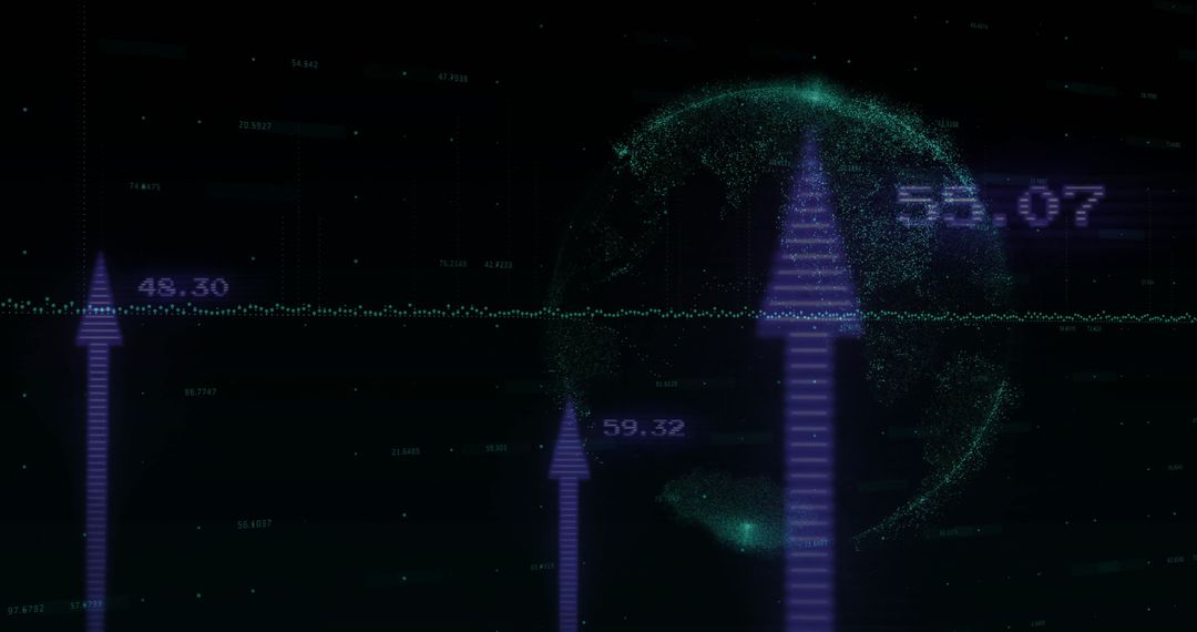 Digital World and Arrow Growth Symbolizing Data Success