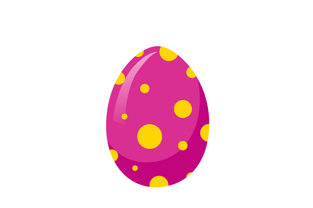 Colorful Easter Egg with Yellow Dot Pattern on Transparent Background