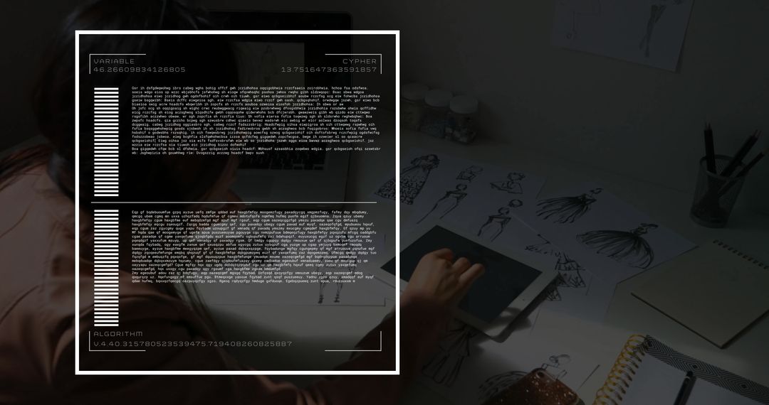 Fashion Designer Using Stylus on Tablet in Creative Workspace