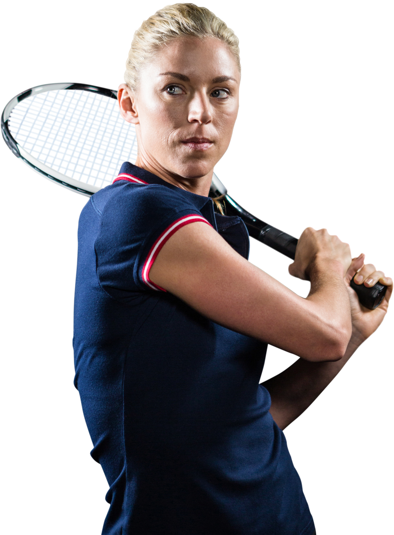 Focused Female Tennis Player with Racket Transparent Background - Download Free Stock Images Pikwizard.com