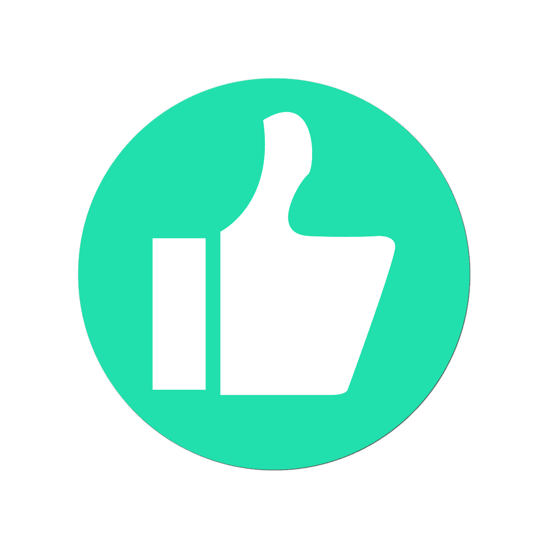 Transparent Thumbs-Up Icon in Flat Design with Green Circle