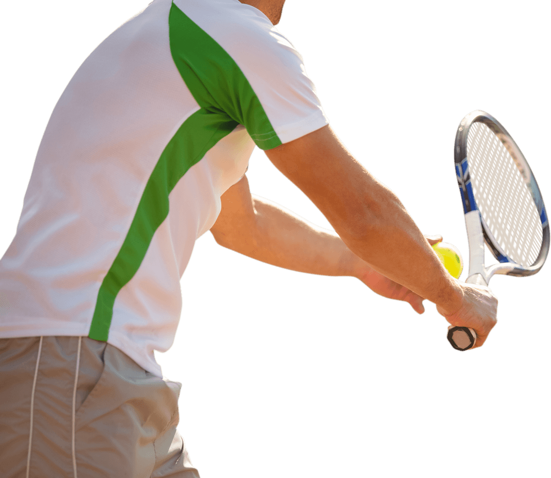 Action-Packed Transparent Tennis Player Mid Section in Game