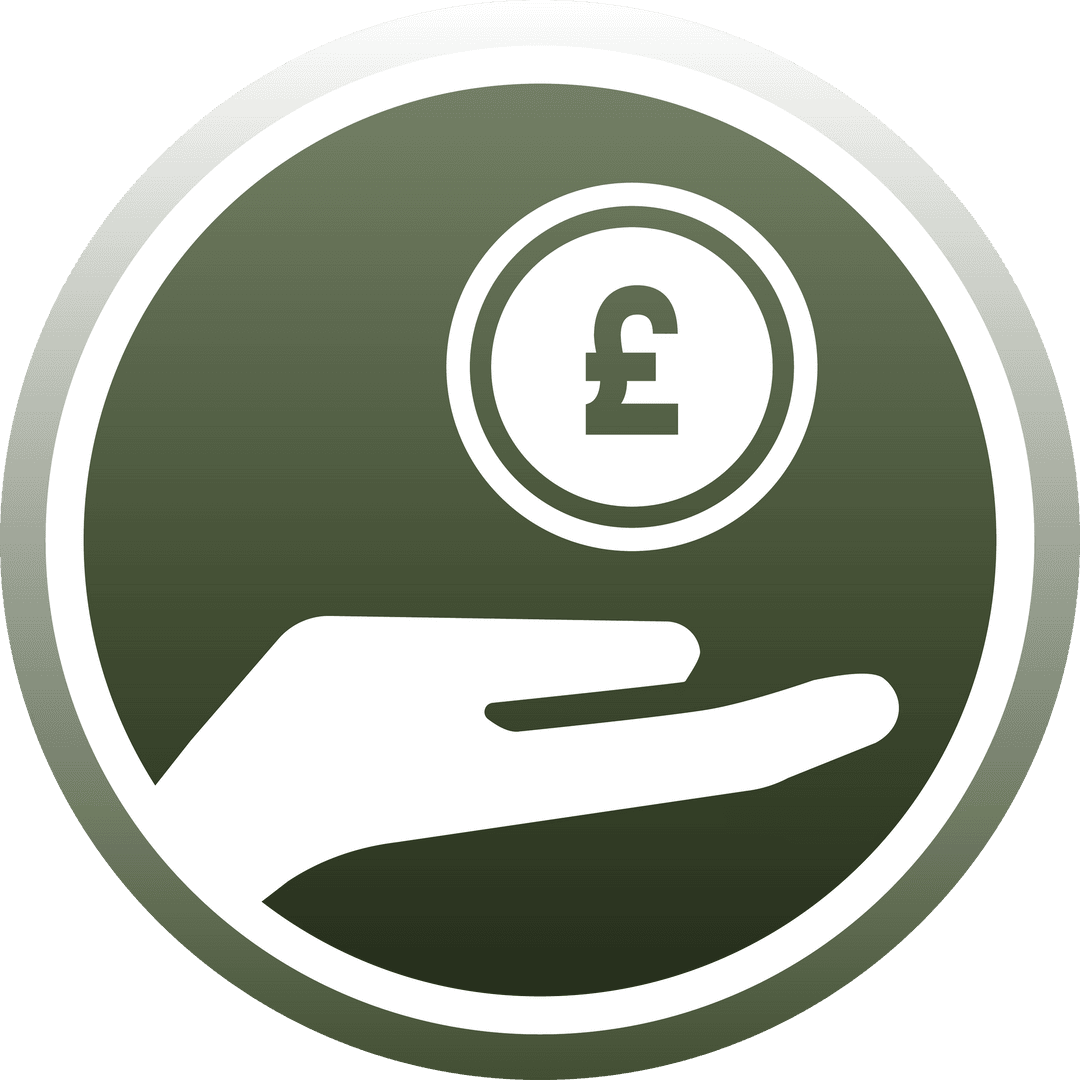Transparent Green Circle with Hand and Pound Symbol