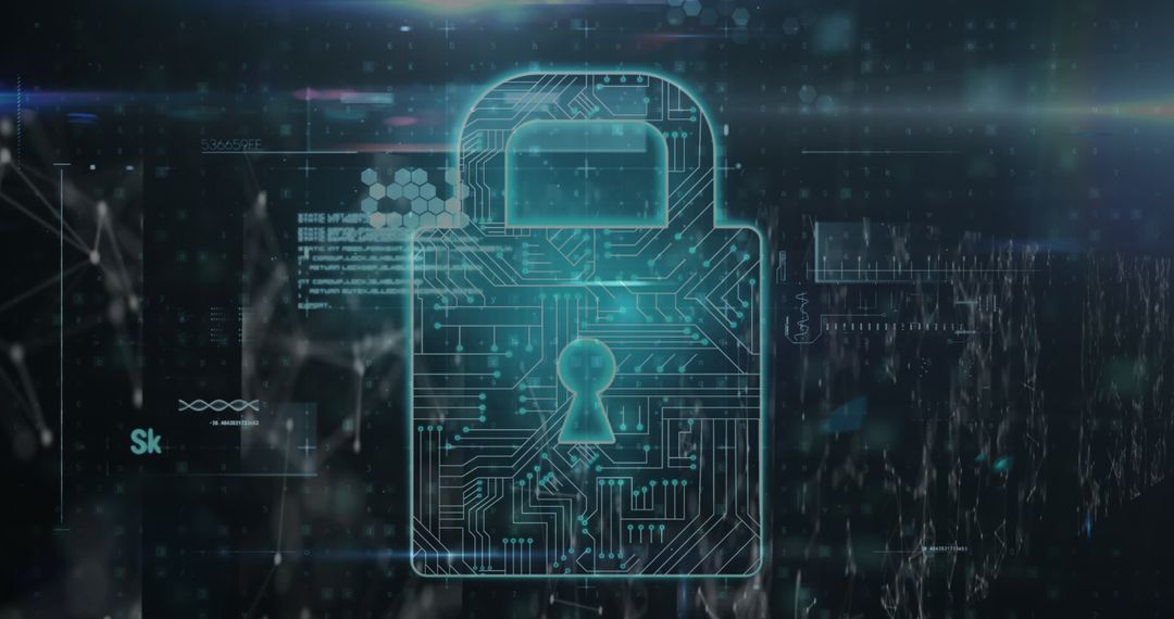 Digital Lock and Cyber Connections Illustrate Cybersecurity