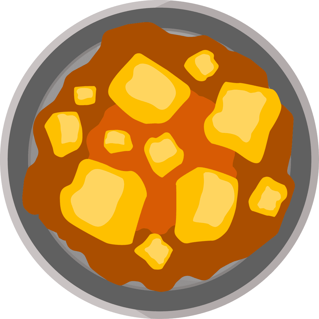 Modern Cuisine Illustration with Stew and Vegetables on Transparent Background