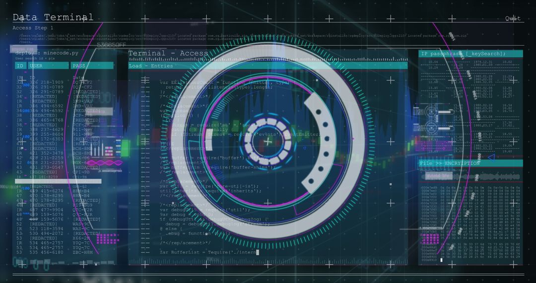 Futuristic Data Terminal Interface With Coding Elements - Free Images, Stock Photos and Pictures on Pikwizard.com