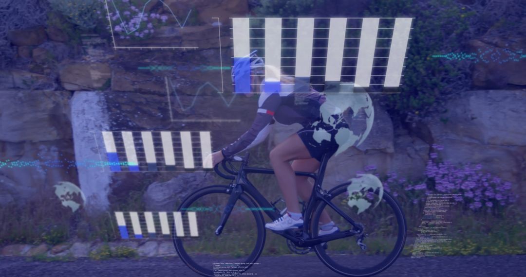 Professional Female Cyclist Analyzing Performance with Technology