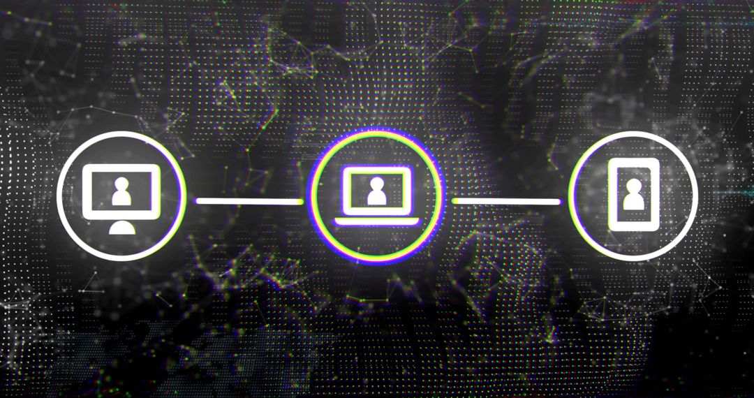 Digital Connectivity with Computer and Smartphone Icons in Futuristic Network