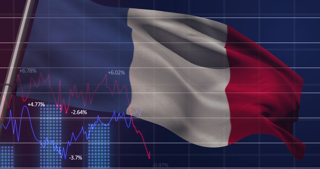 French Flag Against Graph Data Illustrating Economic Trends