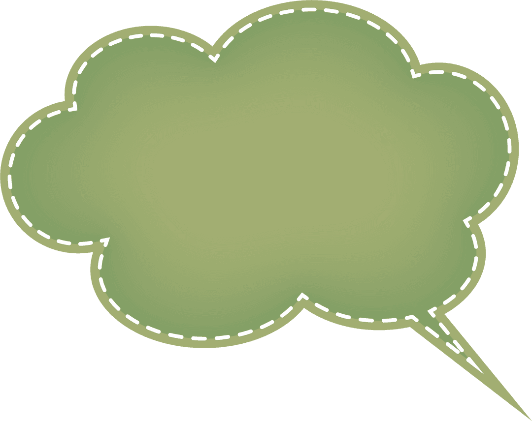 Khaki Speech Bubble with Dashed Border on Transparent Background