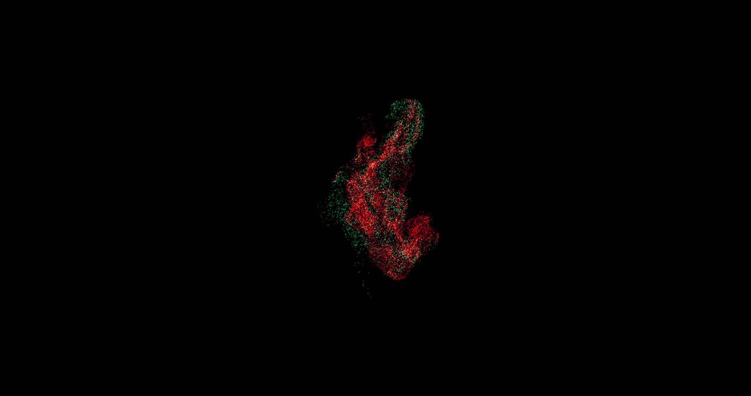 Dynamic Red and Green Digital Particle Motion Abstract