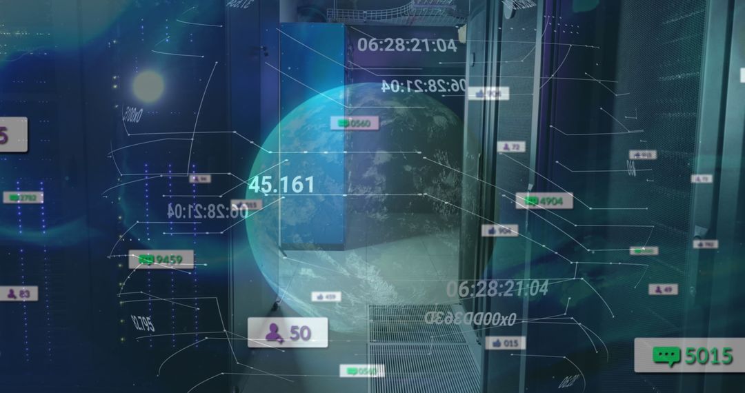 Social Media Icons and Data Processing Over Computer Servers