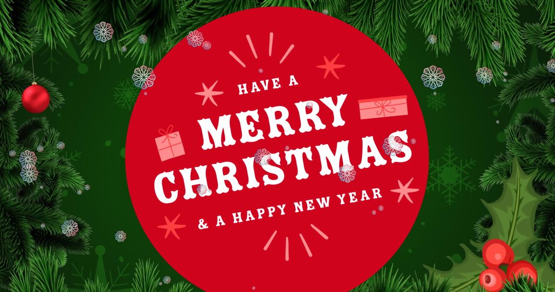 Digital Christmas Greeting with Snow and Festive Decorations