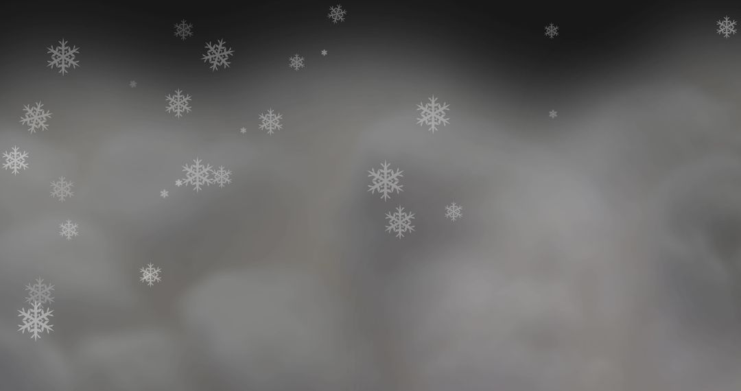 Falling Snowflakes on Soft Grey Clouds Background