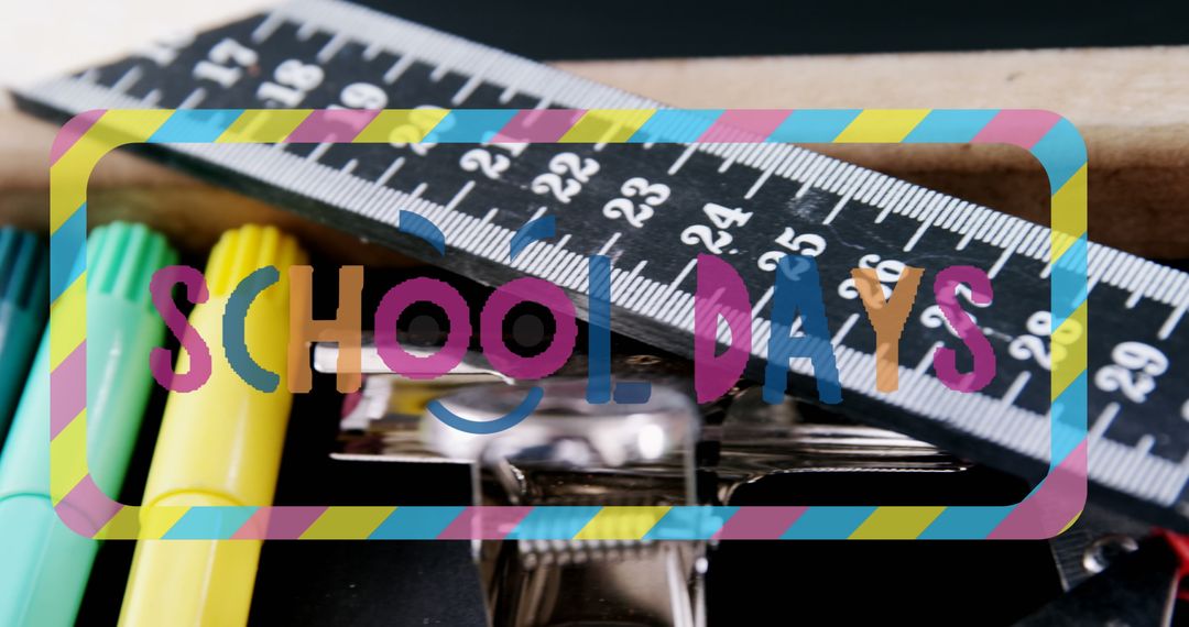 Colorful School Supplies with Ruler and Bright Text for Education