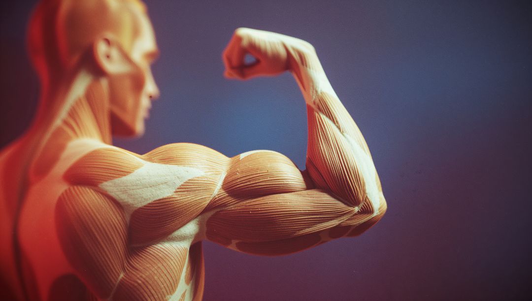Muscle Anatomy Model: Flexing Male Bicep in Studio Lighting