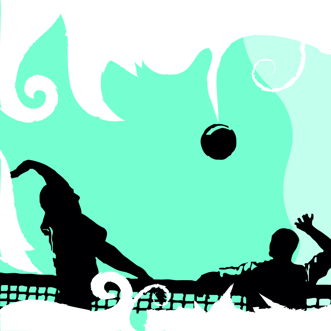 Volleyball Match Silhouettes on Transparent Background