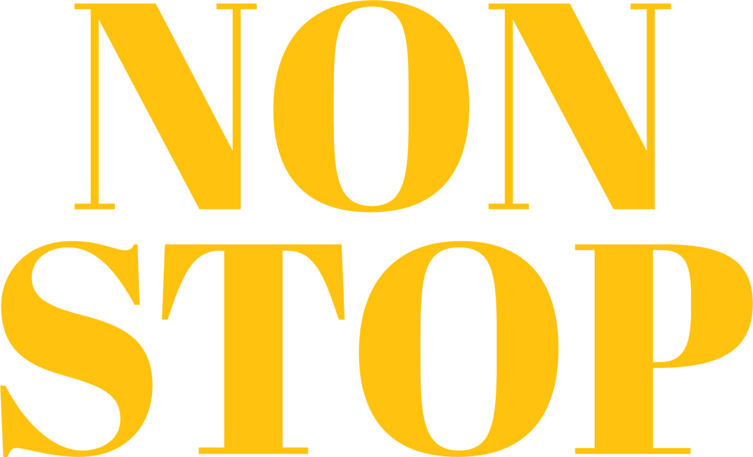 Bold Yellow Non Stop Text on Transparent Background