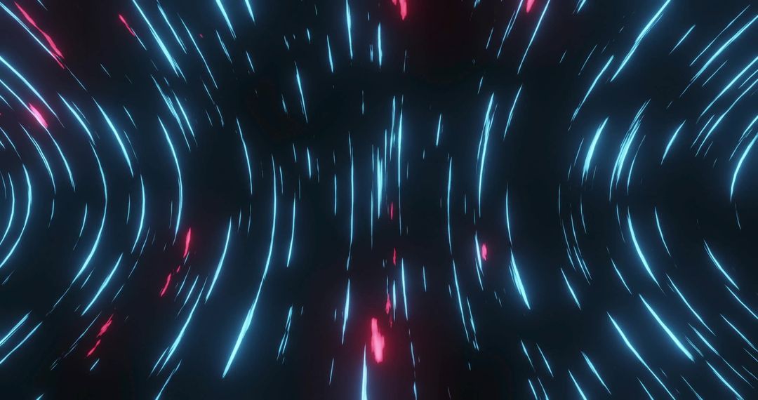 Futuristic Glowing Blue and Red Light Trails on Black