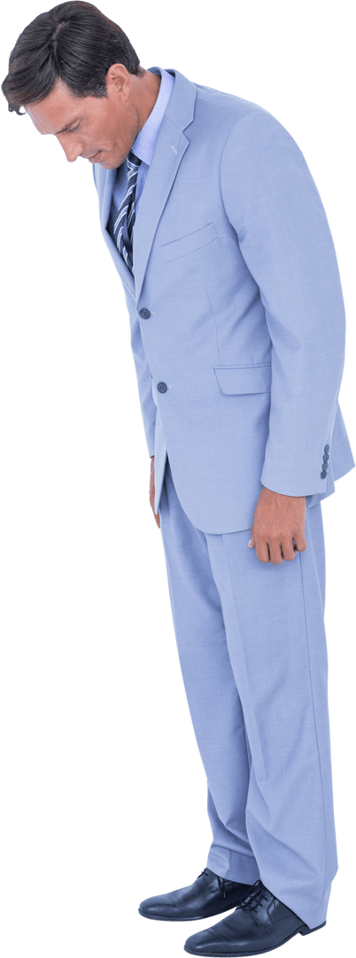 Transparent Caucasian Businessman Observing Downward