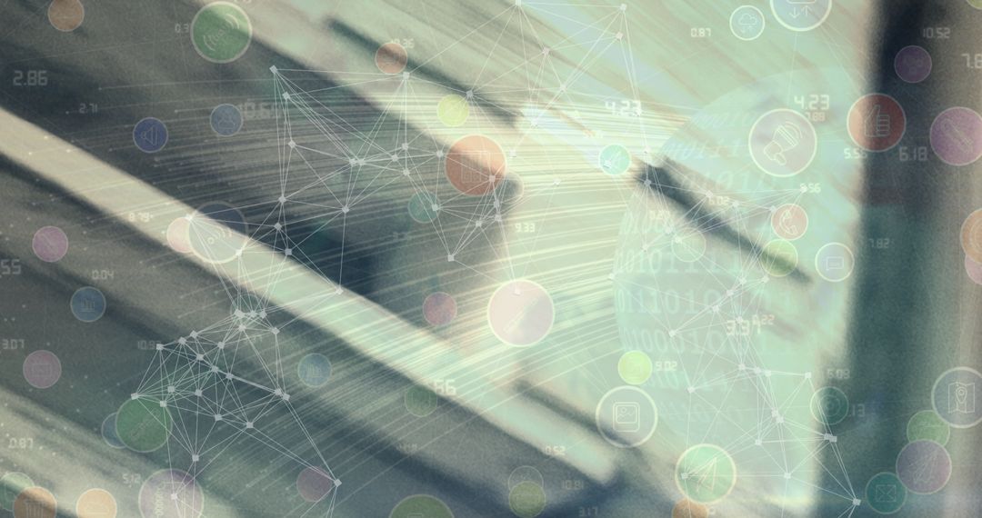 Abstract Digital Network with Icons and Blurred Background