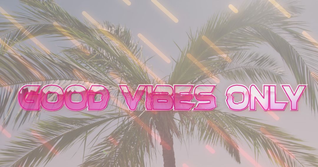 Tropical Palm Tree with Good Vibes Only Text Overlay
