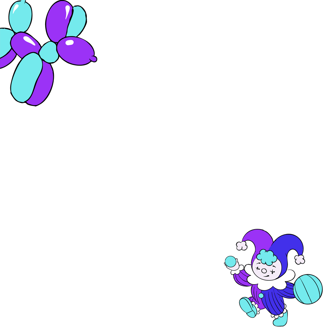 Whimsical Cartoon Jester Juggling on Transparent Background