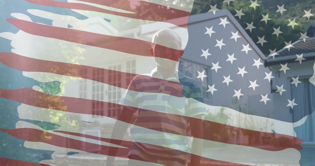 USA Flag Overlay on Diverse Child: Symbol of Unity