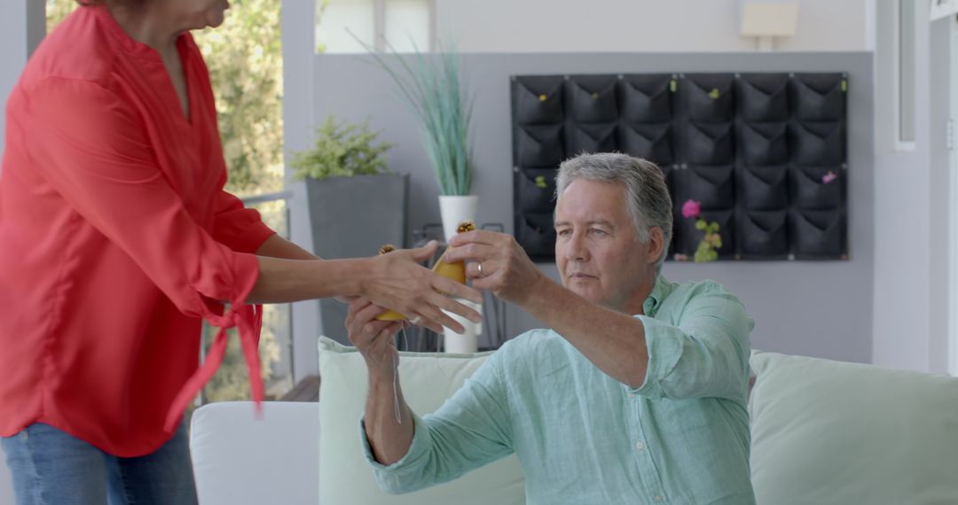 Senior Couple Engaging in Refreshing Glance Sharing a Relaxed Moment