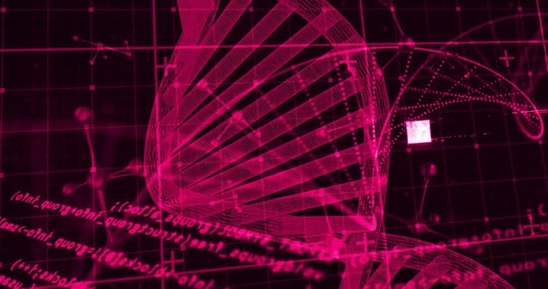 Futuristic DNA Hologram with Data Overlay